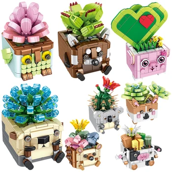DIY Oraș Cactus Plante Suculente în Ghiveci Plante Blocuri Prietenii Animale Mobilier Decor Cărămizi Jucării Pentru Copii Cadouri