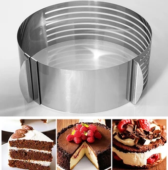 Din Oțel inoxidabil Reglabil Tort Strat Slicer Kit Mousse de Mucegai Feliere Setare Inel DIY Bakeware Instrumente tort instrumente