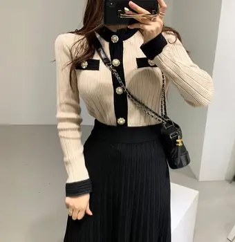 2021 Toamna Iarna Femei Design Nou Coreeană De Moda Chic Stil De Stradă Pieptul Singur Buton Pulover Tricotate Cardigan