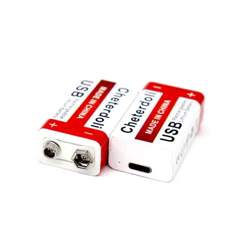 (4-Pack) 9V USB Reîncărcabilă Litiu-ion 9900mAh Baterii pentru Micro Telefon,Alarme de Fum,Electronice, Jucării, Walkie-Talkie și Mai mult