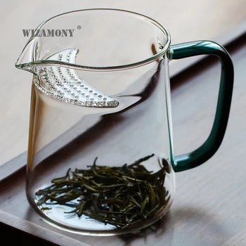 WIZAMONY rezistente la căldură de sticlă 450ml de ceai ceașcă de Ceai integrat crescent filtru ceai de separare crescent corect cupa centura filtru