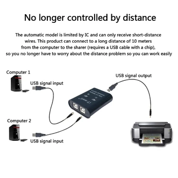 USB Printer Sharing Dispozitiv 2 în 1 Printer Sharing Switch 2 Porturi Manual KVM Comutare Splitter Hub Converter