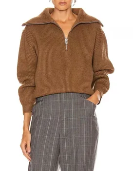 Femei Nurca Lână Tricot Pulovere Mari eticheta guler topuri plin casual cu maneci pulover gros solid iarna cald lână pulover F2415