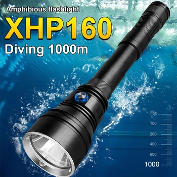 Noi XHP160 Super Puternic Scufundări Lanterna cel Mai Profesionist de Scufundări Lanterna Led-uri XHP90.2 Reîncărcabilă Subacvatice 1000M Flash de Lumină