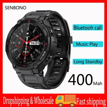 SENBONO Ceas Inteligent Bărbați 400Mah Baterie Mare de Redare Muzică Fitness Tracker Bluetooth Apel Sport Smartwatch 2022 de Monitorizare a Sănătății