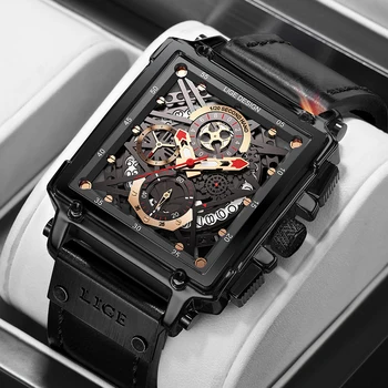 Noi LIGE de ceasuri Originale Barbati Top Brand de Lux Impermeabil Cuarț Ceas Pătrat Încheietura mâinii din Piele de Moda Prezent Ceas Sport
