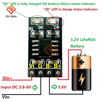 Dedicat 3.2 V LiFePO4 Baterie Modul de 3.6 V 1A CV/ CC cu Protecție la Supratensiune de Reîncărcare Automată Low-Power Sleep Mod