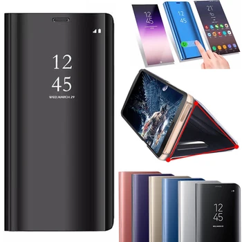 De lux Oglindă Caz Flip pentru iphone XS MAX XR X 10 7 Plus 8 5 5s 6 6s SE Acoperă Telefon de Portofel Carte cu Stand Titular Stil Shell Capa