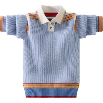 Copii pulover 3-17T copii de calitate sacou cald băieți pulovere maneca lunga cutitul bluza guler de turn-down adolescente bottom tricou
