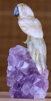 1BUC natural Veritabil sculptură în piatră păsări papagal biroul de acasă living cristal decorative cadouri