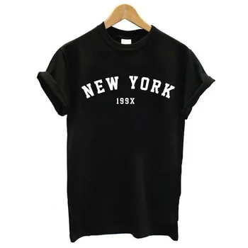 Femei Tricou de Îmbrăcăminte New York 199x de Imprimare de Moda anilor ' 90, Desene animate Kawaii Topuri Doamnelor T-shirt Graphic Negru Tricou Alb femme 2022