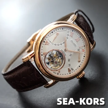 Seakors ceas Pescăruș mecanism tourbillon ST8004 barbati brand de top ceas mecanic de lux safir ceas de mână cadouri trupa de afaceri