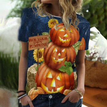 Dovleac 3d de Imprimare T-shirt Femei de Moda T-shirt de Halloween Tricou Fetele Harajuku Topuri Tricouri Maneca Scurta Tricou O-gât Camisetas