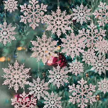 36Pcs de Plastic, Ornamente de Crăciun și Decoratiuni de Iarna țara Minunilor Pom de Crăciun Agățat Decoratiuni Fulg de nea