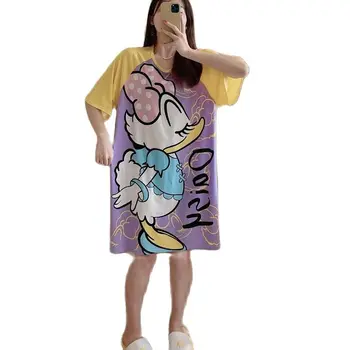 Disney Daisy Duck Kawaii Drăguț Rochie De Noapte Pijamale Largi Cămașă De Noapte Sleepshirts Noapte De Vara Tricouri Femei Cămașă De Noapte, Îmbrăcăminte De Noapte