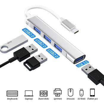 4Port Hub USB 3.0 Hub USB de Mare Viteză de Tip C Splitter 5Gbps Pentru PC Accesorii calculatoare Macbook Multiport HUB 4 porturi USB 3.0 2.0 Porturi