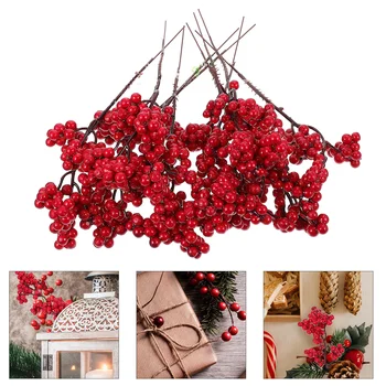 10BUC Chritsmas Decor fructe de Padure Rosii de Simulare Berry Ramuri de Cires Stamen Pentru Acasă de Crăciun, Anul Nou, Cadou de Nunta Coroană de Flori