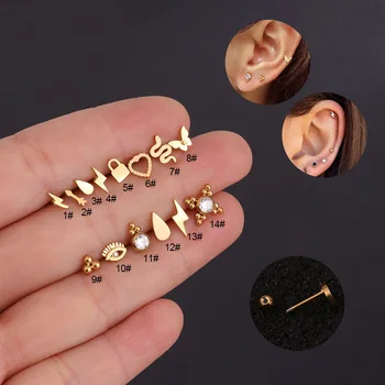 2022 nou fulger bărbați și femei cercei șuruburi din oțel inoxidabil ureche osoase unghii bijuterii de moda en-gros