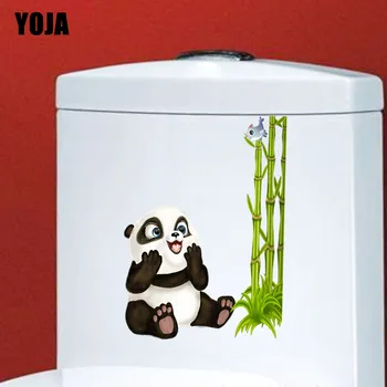 YOJA 17.1X24.3 CM Lovely Panda Si Bambus Home Decor de Perete Autocolant Toaletă Decal T3-1138