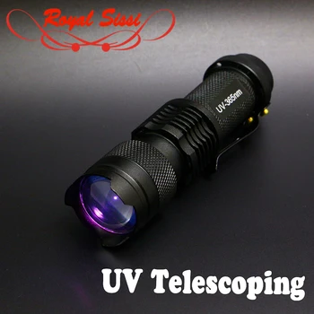 Royal Sissi 365nm focusable UV putere lumina lanternă telescopică cu LED-uri UV lanterna fly tying instrumente de widget-uri de întărire se intareasca UV produse