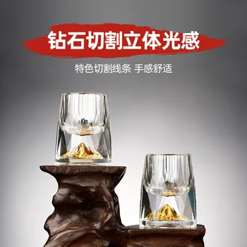 1-4BUC Sticlă Cristal cu foita de Aur de Pahare De Vodcă Pahar de Acasă Vin High-End Set Dublu de Sticlă Cupa de Vin Pentru Acasă Bar de Băuturi Cupa