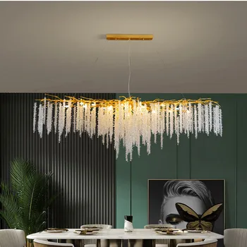 Creative Ramură Luciu De Cristal Led Candelabru Modern, Sala De Mese Aur Aluminiu Pandantiv Candelabru Lumina Interioară Corp De Iluminat