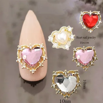 10BUC ziua Îndrăgostiților Nail Art Stras Mare 3D, Inima de Cristal de Unghii Farmec Valentine Cristale/Perle Inima Nail Art Unghii Farmec