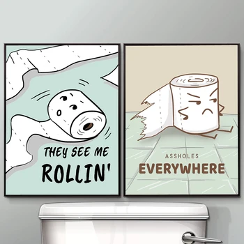Hârtie igienică de Perete de Arta Canvas Tablou Modern Amuzant Baie Semn Postere si Printuri Toaletă Umorului Imagine Baie Decor Acasă