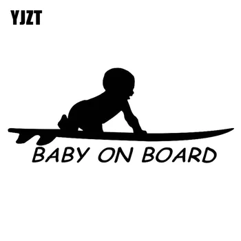 YJZT Copil Pe Placa de Surf, Surfing pe placa de Surf Auto Camion Fereastra Amuzant Vinil Autocolante Decal C1-4012