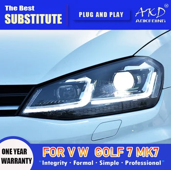 AKD Lampă de Cap pentru Golf 7 MK7 GTI Faruri LED 2013-2017 Faruri Golf 7 MK7 GTI DRL Semnalizare faza lungă Angel Eye Proiector