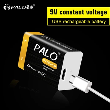 PALO 9V baterie Reîncărcabilă USB micro 9 Volți li-ion Baterie reîncărcabilă Litiu 9V baterii pentru Microfon, detector de Metale Jucărie