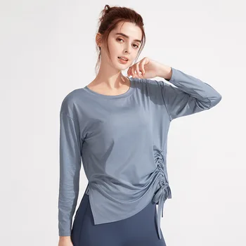 Sport top femei vrac funcționare haine de fitness gol bluza tricou cu mâneci lungi cordon uscare rapidă yoga haine femei
