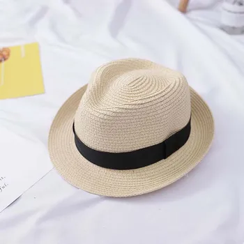 XEONGKVI coreea Culoare Pură Bordurare Părinte-copil Pălărie Fedora SpringSummer Pălării de Paie Pentru Bărbați Boy moda Femei Jazz Capac