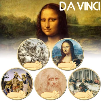 Italia Da Vinci Mona Lisa Aur Placat cu Aur, Monede de Colecție Metal Original pentru Monede Suvenir Cadou de Crăciun