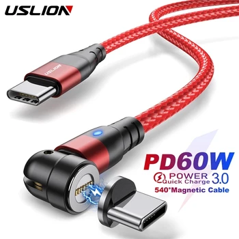 USLION PD 60W Magnetic Cablu de Încărcare Rapidă 4.0 Încărcare Rapidă Pentru Huawei P40 Tip C Tip C Cablu de Date Incarcator Sârmă Pentru MacBook