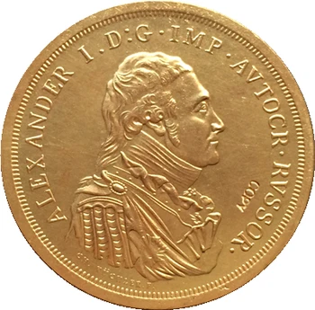 24 k aur placate cu monede rusești de 1 rublă 1804 41mm copie