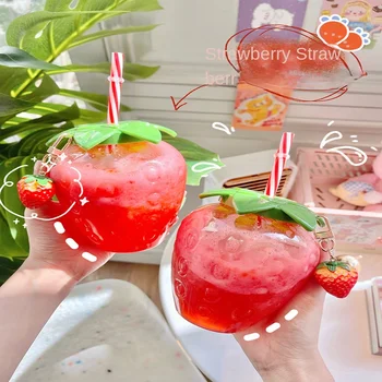500ml de Vară Cute Strawberry Paie Sticla de Apa de Desene animate de Calitate Alimentară PP Aplicarea pe scară Largă Cafea cu Lapte Paie Cupa pentru Acasă Drinkware