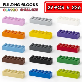27pcs bloc de bază accesorii 2X6 punct înalt de cărămidă de învățământ creativitatea compatibil cu toate marcile de jucării pentru copii