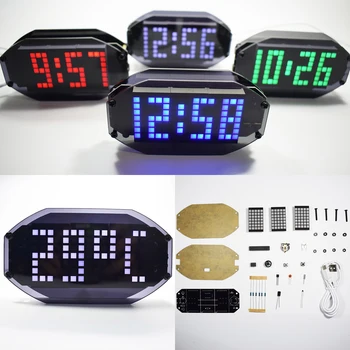 DIY Negru Oglinda Digital cu LED-uri Matrice cu Alarmă Desktop de Ceas Electronic, Cu Kit de Afișare a Temperaturii de Vacanță Și Ziua de naștere a vă Reaminti