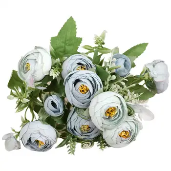 Flori artificiale 1 Buchet de Flori Artificiale de Epocă Usor de intretinut 10 Capete de Ceai a Crescut Faux Mătase Flori pentru Nunta