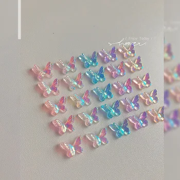 20buc 3D Nail Farmece Gummy Fluture 7x10mm Aurora AB Culori Fluture Pietre de Rășină Gel de unghii Strasuri Pentru Manichiura UV Gel