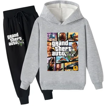 De iarna pentru Copii Hanorace Costum Copii Grand Theft Auto GTA 5 Trening Baieti Catifea Tricou +Pantaloni de Jogging Seturi de Fete de Sport