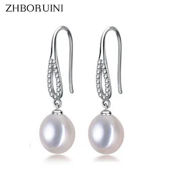 ZHBORUINI 2021 Moda Naturale Pearl Cercei Argint 925 Bijuterii din Perle Pentru Femei de 8-9mm Apă Drop Perla Cercei Cadou