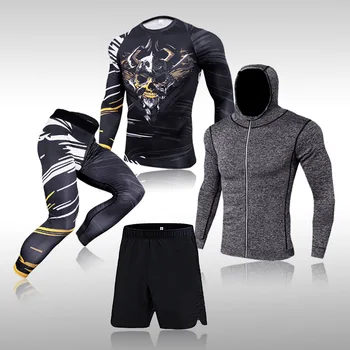 Rularea Bărbați de Funcționare Jogging iute Uscat Kit Sport de Compresie Îmbrăcăminte Trening Pentru Barbati de Fitness Slim Joggers Strat de Bază Set