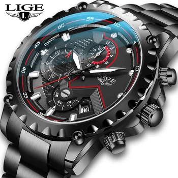 Relogio Masculino LIGE Nouă Bărbați Ceasuri de Lux de Top de Brand de Moda Sport rezistent la apă, Cronograf Bărbat din Oțel Inoxidabil Ceas de mână pentru Bărbați
