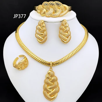 Italian, Placat cu Aur de 18K Set de Bijuterii Moda Bijuterii Colier Si Cercei Seturi Pentru Femei bijoux de modul de ansambluri de bijoux
