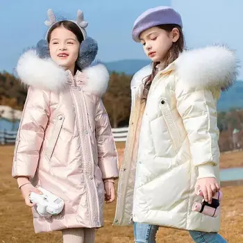 LZH 2022 Geaca de Piele pentru Adolescenti Îmbrăcăminte de Iarnă Haina Copil Fata Jacheta din Bumbac Strat Gros Cald Jos Haina Haine pentru Copii
