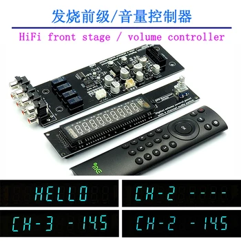 VFD Display Controler de Volum de Control de la Distanță Volumul Bord HIFI Febra Preamp Bord, 4 canale Audio de Comutare Surse de Bord
