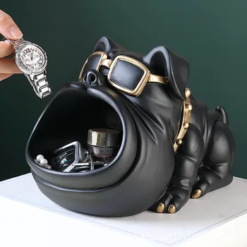 Bulldog Sculptura 3D Figurine in Miniatura Câine se Răcească Statuie Sculptura masa Decor de Masă de Birou Diverse Cutie de Depozitare Decorative Monedă Banca