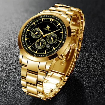 Brand de Moda Negru Curea pentru Bărbați Ceasuri de Aur Negru de Lux din Otel Tubular Mecanice Ceas de mână Ceas Retro Ceas Pentru Bărbați 2021